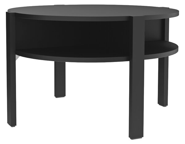 Кръгла масa за кафе с рафт 75x75 см TWO, черна