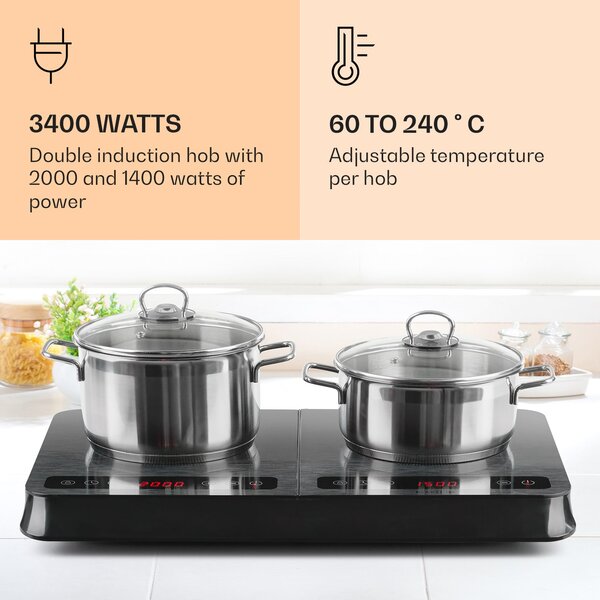 Klarstein InnoChef, индукционен плот, 3400 W, сензорен панел, сиво райе