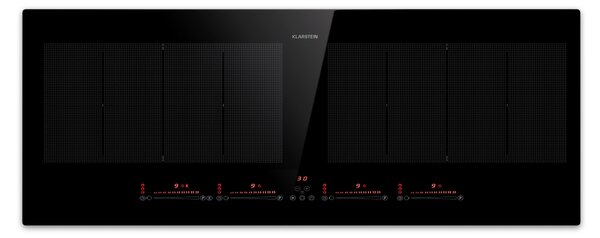 Klarstein Masterzone 90 Slim Flex, индукционен плот, макс. 7200 W, вграден, 4 зони, 2 гъвкави зони, технология ThermoBoost, Smart Flex