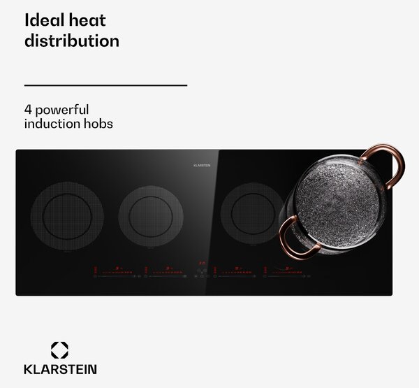 Klarstein Masterzone Slim Round, индукционен плот, макс. 7200 W, вграден, 4 зони