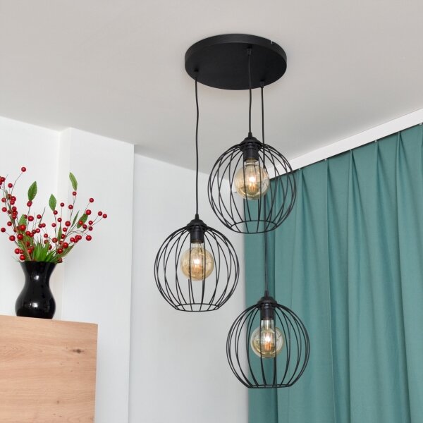 LED Пендел MERCURE 3xE27/15W/230V ø 50 см черен