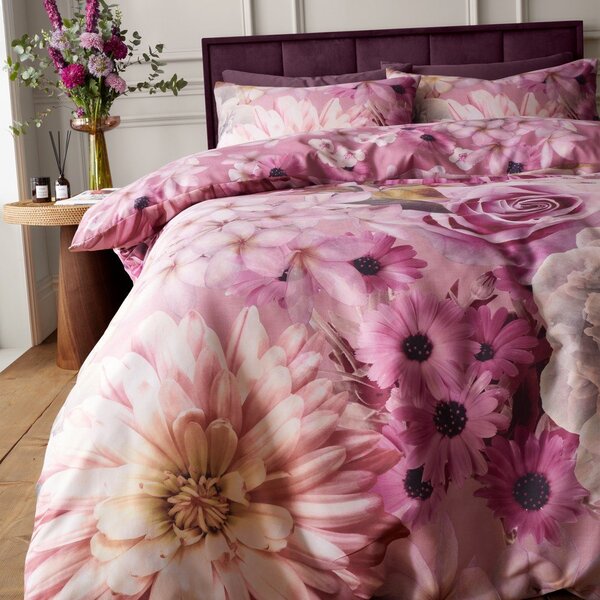 Розово единично спално бельо 135x200 cm Rosemoor Floral – RHS