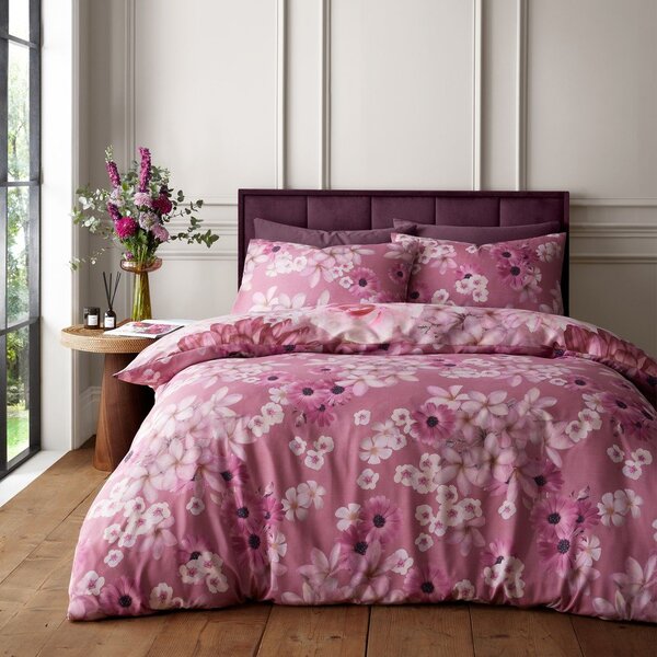 Розово единично спално бельо 135x200 cm Rosemoor Floral – RHS