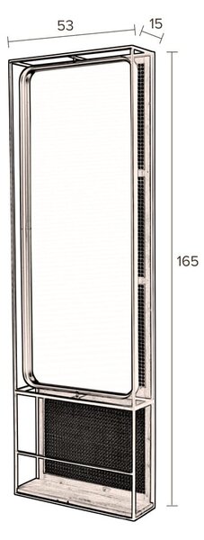 Стенно огледало с рафт 53x165 cm Langres - Dutchbone