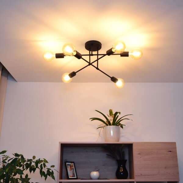 LED Полилей за повърхностен монтаж CAMBRIDGE 6xE27/8W/230V черен