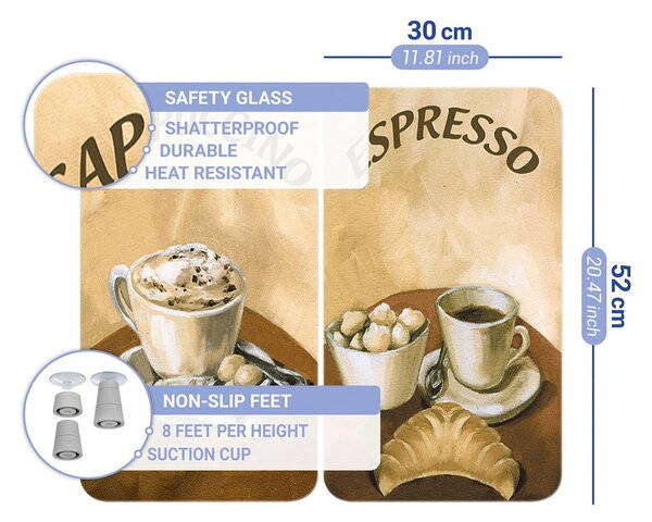 Комплект от 2 стъклени капака за готварска печка Coffee - Wenko