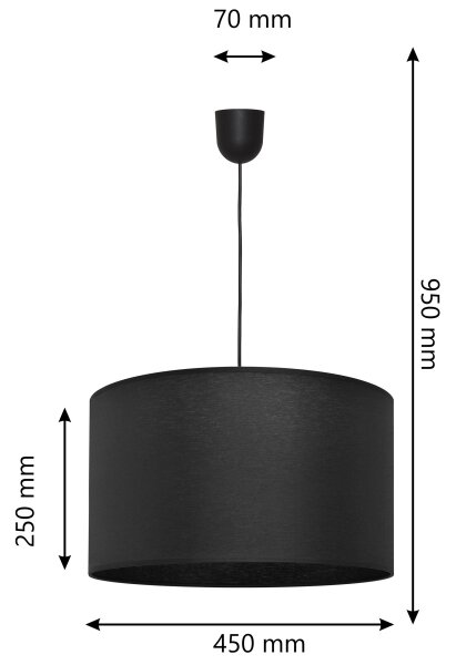 Висящ полилей ALBA 1xE27/15W/230V Ø 45 см черен