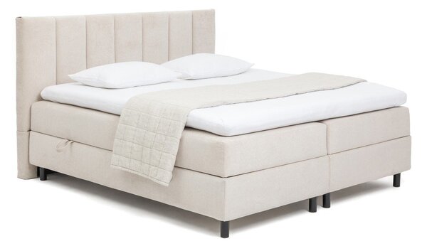Бежово боксспринг легло с място за съхранение 160x200 cm Elva Bold Line – Bonami Selection
