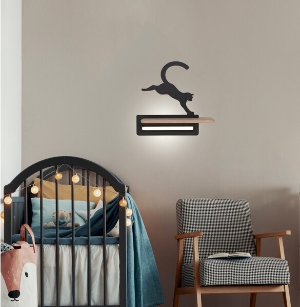 LED Детски аплик с рафт JUMPING CAT LED/5W/230V
