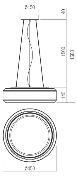 Redo 01-3592 - LED Пендел SOLERA LED/36W/230V Ø 45 см CRI 93 3000/4000K