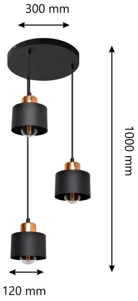 Полилей на въже EDISON 3xE27/15W/230V