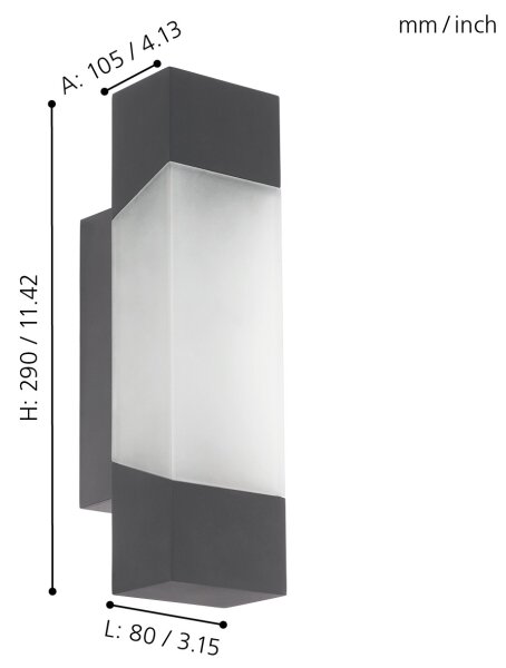 Eglo 97222 - LED Екстериорна Стенна лампа GORZANO LED/4,8W/230V IP44