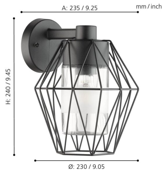 Eglo 97226 - Екстериорна Стенна лампа CANOVE 1xE27/60W/230V IP44