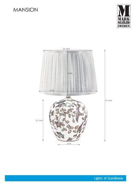 Markslöjd 107040 - Настолна лампа MANSION 1xE27/60W/230V