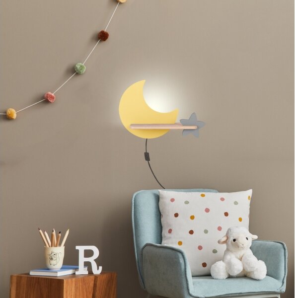 LED Детски аплик с рафт MOON LED/5W/230V