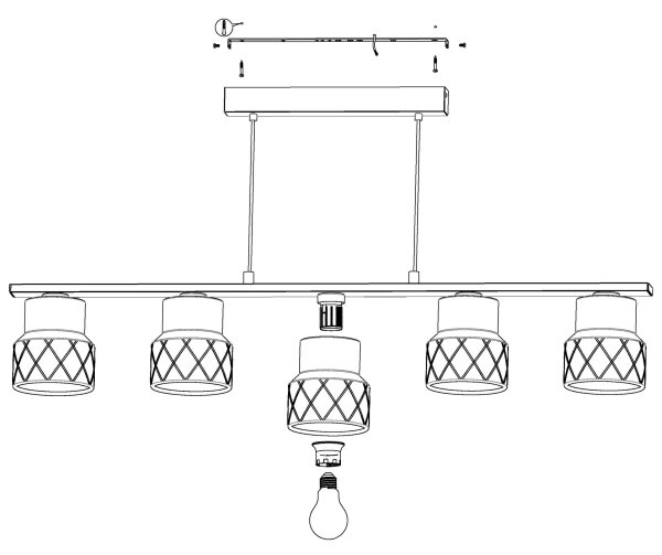 Eglo 39855 - Полилей на кабел HILCOTT 5xE27/40W/230V