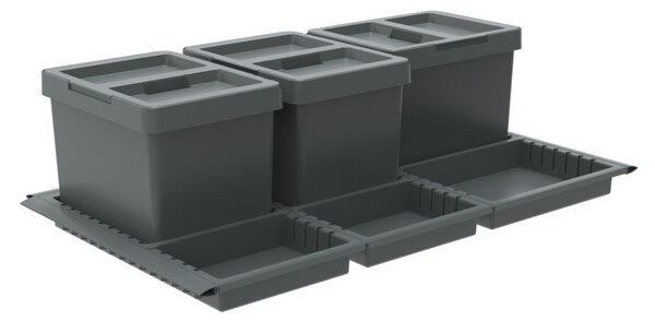 Сиво пластмасово кошче за боклук 3x12 l за рециклиране/вградено Metropolis Flip-up – Elletipi