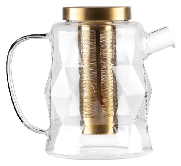 Стъклен чайник с цедка в златист цвят 1,3 l Geo – Vialli Design