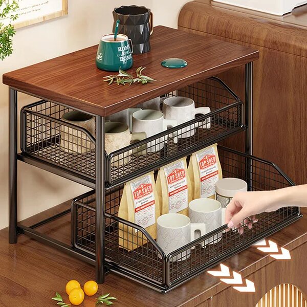 Shelfglide™ двуетажен изтеглящ се стелаж за кошници, Бяло