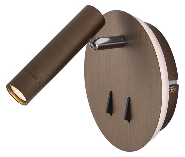 Модерна стенна лампа тъмен бронз вкл. LED с USB-C - Croft