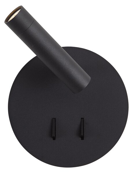 Модерна черна стенна лампа с LED и USB-C - Croft