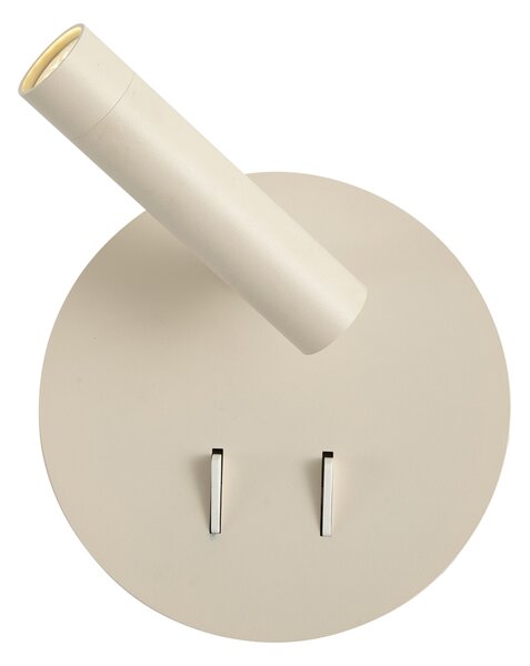 Модерна стенна лампа бежова с LED и USB-C - Croft