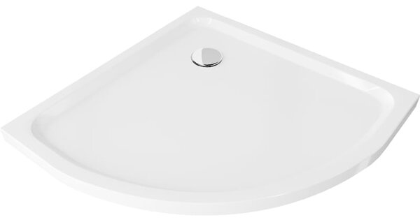 Mexen Flat полукръгъл душ-кабина slim 90 x 90 см, бял, хромиран сифон - 41109090