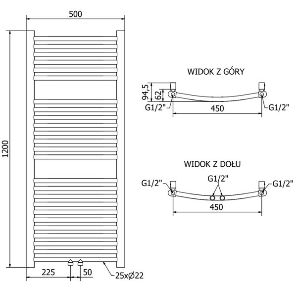 Mexen Ares радиатор за баня 1200 x 500 mm, 420 W, златен - W102-1200-500-00-50
