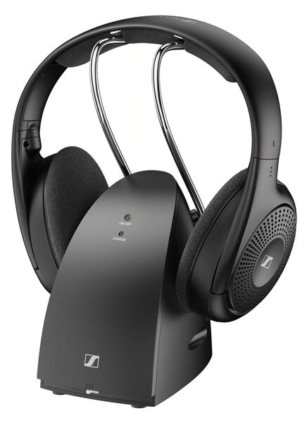 Слушалки Sennheiser RS 120-W със стойка, безжични, Bluetooth, RCA, 3.5mm жак, до 20 часа време на работа, черни