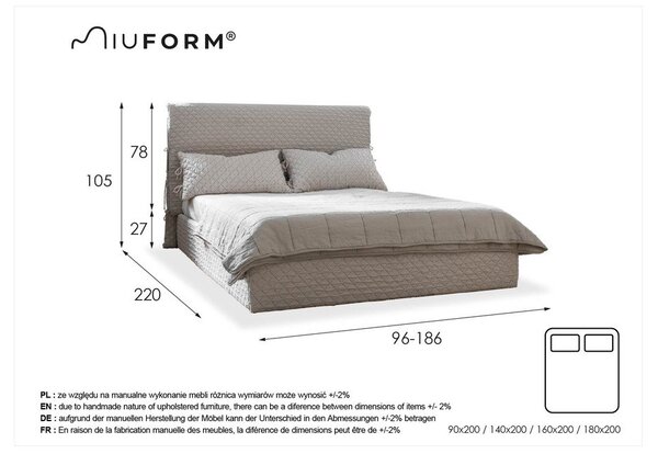 Бежово тапицирано единично легло и решетка 90x200 cm Sleepy Luna - Miuform