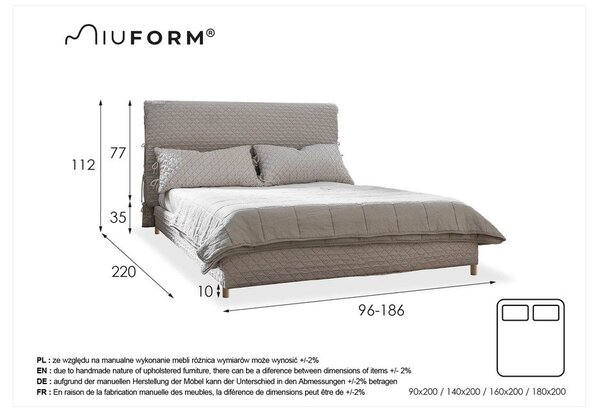 Бежово тапицирано единично легло и решетка 90x200 cm Sleepy Luna - Miuform