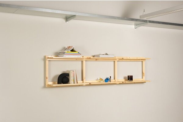Стенна библиотека от масивен бор в естествен цвят 192x47,5 cm Groove – Karup Design