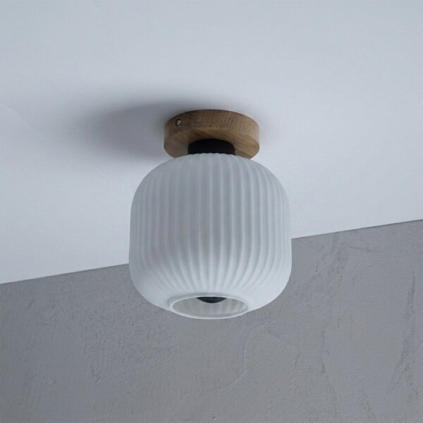 Плафон HARMA WOOD 1xE27/15W/230V дъб/бял, диаметър 20 см