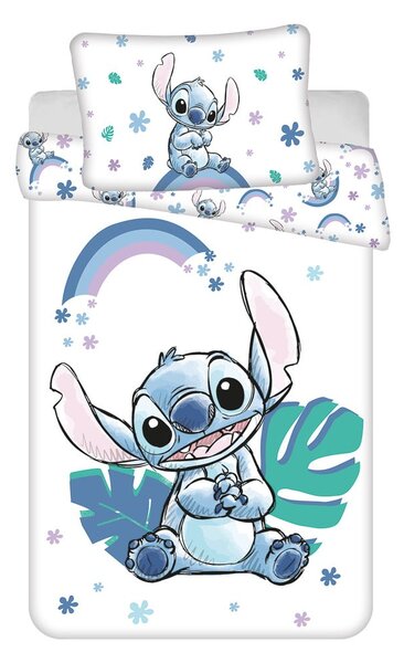 Бяло/синьо памучно детско спално бельо 135x100 cm Lilo and Stitch "Rainbow" – Jerry Fabrics