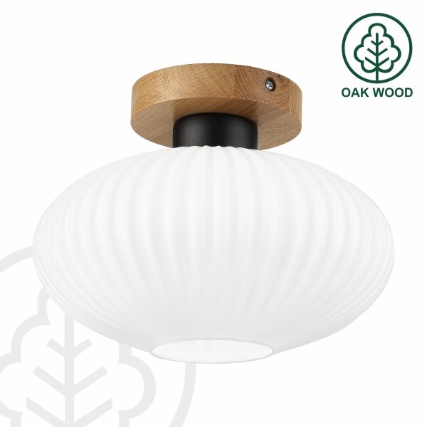 Плафон HARMA WOOD 1xE27/15W/230V дъб/бял Ø 25 см