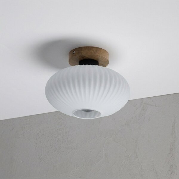 Плафон HARMA WOOD 1xE27/15W/230V дъб/бял Ø 25 см