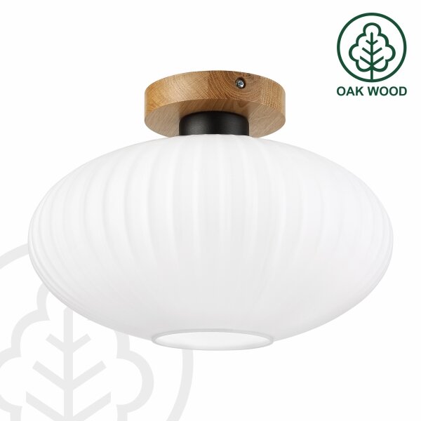 Плафон HARMA WOOD 1xE27/15W/230V дъб/бял Ø 30 см