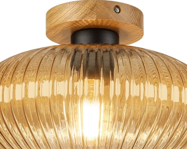 Таванно осветително тяло MILOU WOOD 1xE27/15W/230V дъб/димно бежово Ø 29 см