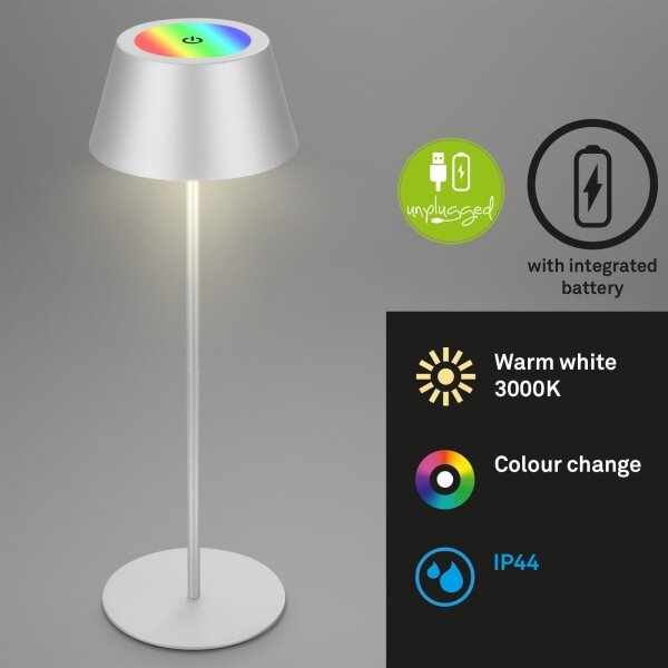 Brilo - LED RGB настолна презареждаема сензорна лампа KIKI LED/2,6W/5V IP44 2600 mAh сребриста