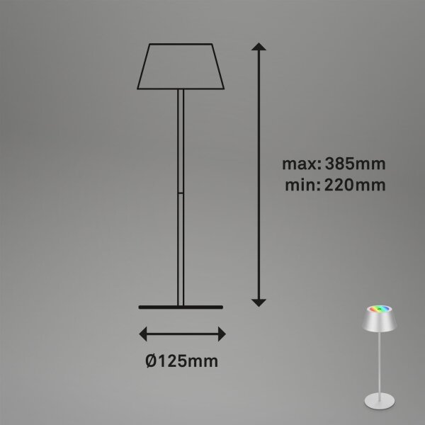 Brilo - LED RGB настолна презареждаема сензорна лампа KIKI LED/2,6W/5V IP44 2600 mAh сребриста