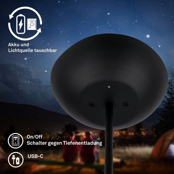 Briloner 1500015 - LED димируема подова лампа ESTATE 8W/5V 4000 mAh черна