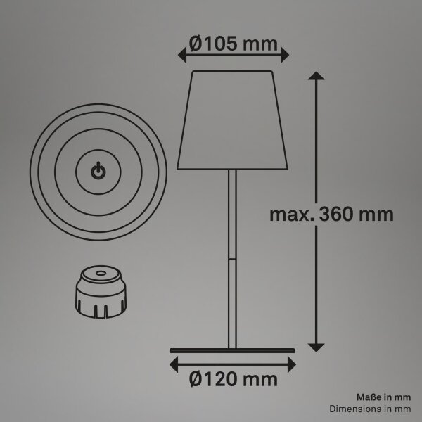 Briloner 7510016 - LED RGBW димируема настолна лампа CALIDA 2,5W/5V IP44 1200 mAh бяла