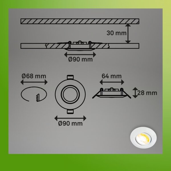 Briloner 7586036 - Комплект от 3 LED вградени осветителни тела за баня KLIRA LED/4,9W/230V IP23 бяло