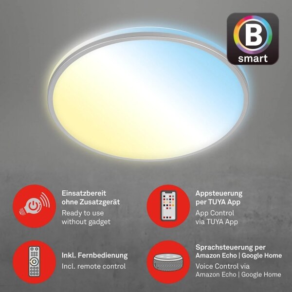 Briloner 3065-014 - LED таванен плафон IVY 42W/230V Wi-Fi Tuya Ø49 см, с възможност за димиране + дистанционно управление
