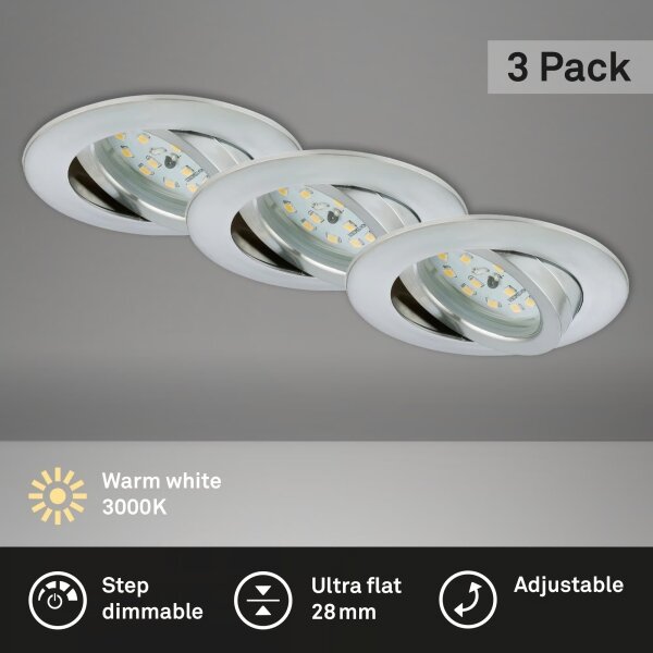 Briloner 7296-039 - Комплект от 3 вградени LED таванни осветителя за баня LED/6,5W/230V IP23