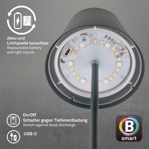 Briloner 7559015-LED RGB настолна лампа COLORIS 3,5W/5V IP44 2000mAh Wi-Fi Tuya