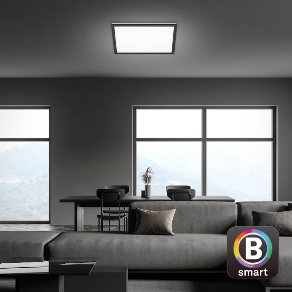 Briloner 7060-015 - димируем LED панел SLIM 22W/230V 42x42 cm черен Wi-Fi Tuya + дистанционно управление