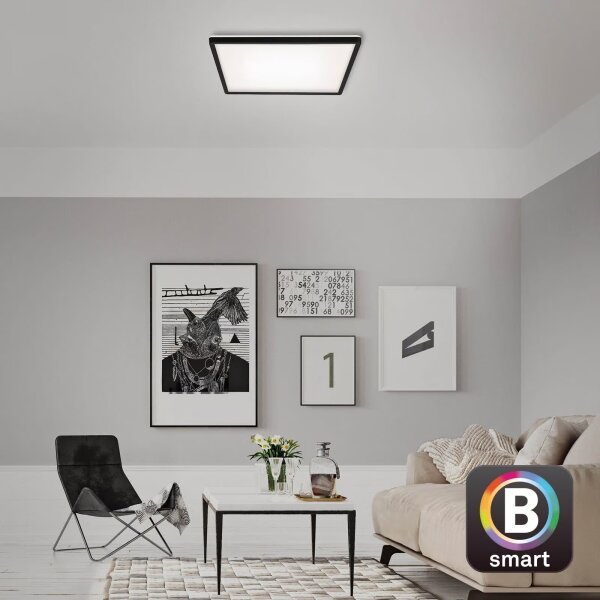 Briloner 7060-015 - димируем LED панел SLIM 22W/230V 42x42 cm черен Wi-Fi Tuya + дистанционно управление