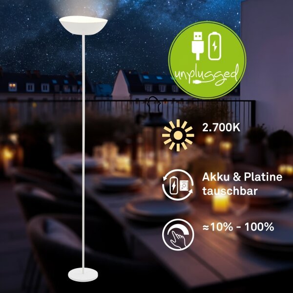 Briloner 1500016 - Димируема LED подова лампа ESTATE 8W/5V 4000 mAh бяла