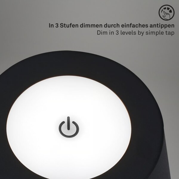 Briloner 1438015 - димируема LED подова лампа KIKI 4,3W/5V IP44 2600 mAh черна